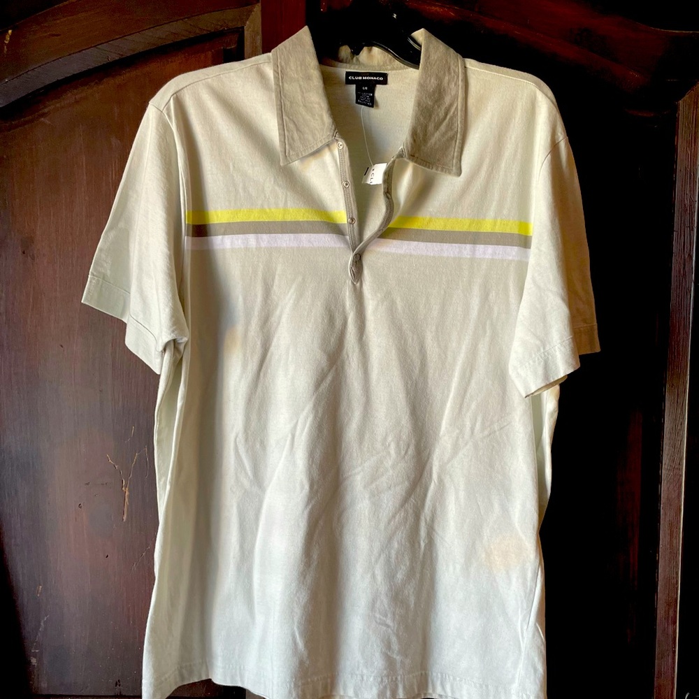 Club Monaco, men’s ss polo shirt, brand new with tags in size Lg